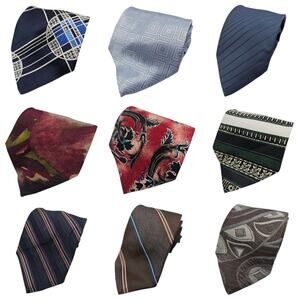 Lot of 9 Casual Polyester Ties - Givenchy Bergere Sears Brumell Oaktree and More